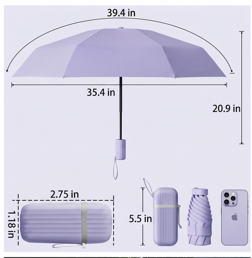All-Weather 2-in-1 Compact Umbrella – SPF 50+ UV Protection & Windproof Rain Canopy (Premium 210T Fabric)